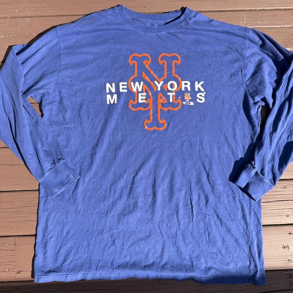 Fanatics New York Mets Baseball MLB T-Shirt Mens 4XL Tall Blue Long Sleeve